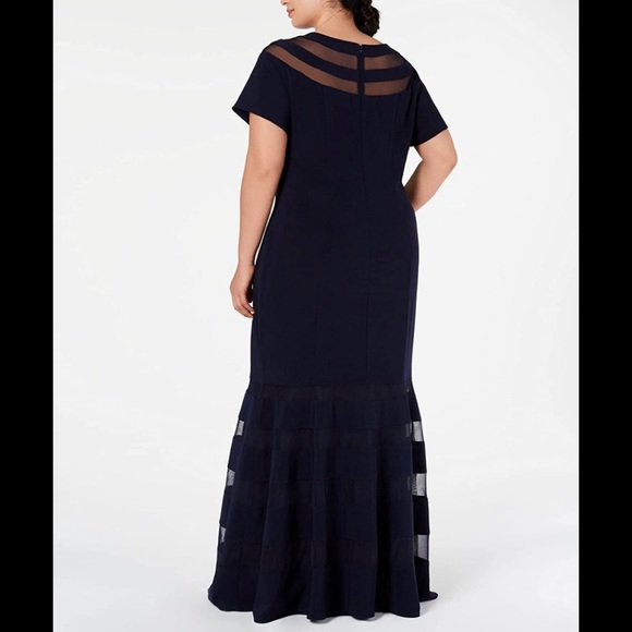 Formal Dress Plus Sz 18W XSCAPE Navy Short Sleeves - Picture 4 of 8